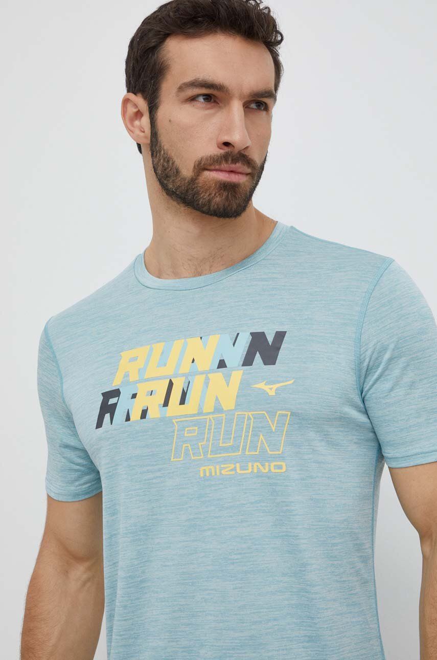 Mizuno tricou de alergare Core Run culoarea turcoaz, cu imprimeu, J2GAB008