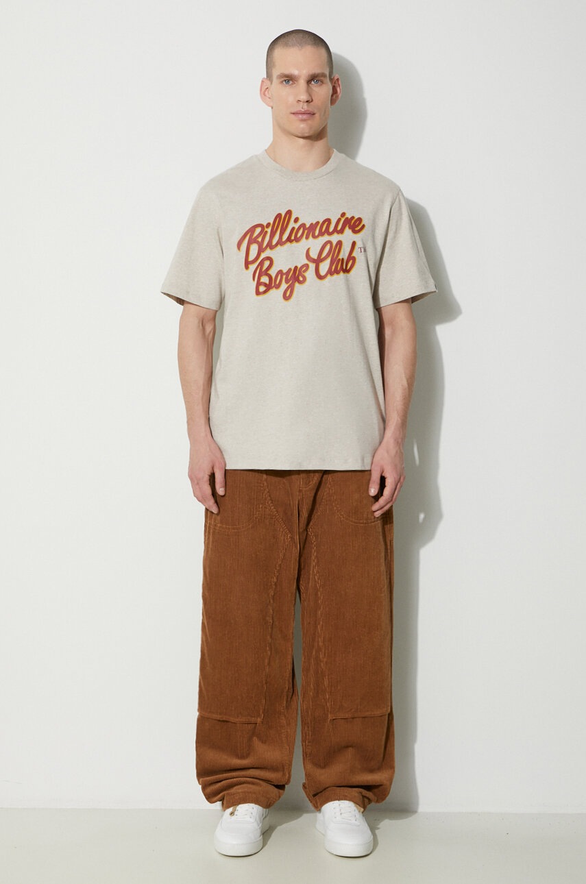 

Памучна тениска Billionaire Boys Club Script Logo в сиво с принт B24134, Сив