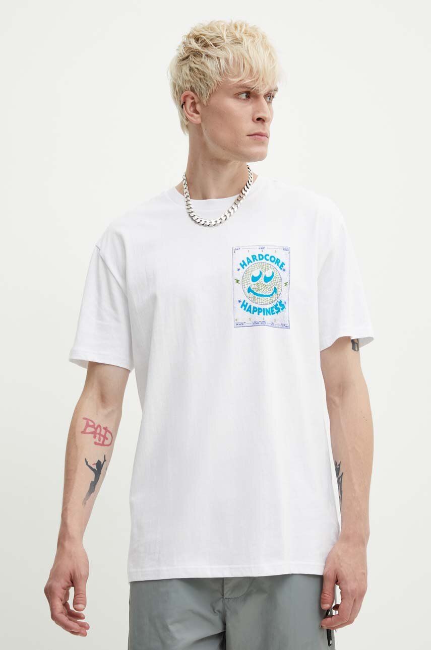 KSUBI tricou din bumbac hardcore biggie ss tee bărbați, culoarea alb, cu imprimeu, MPS24TE005
