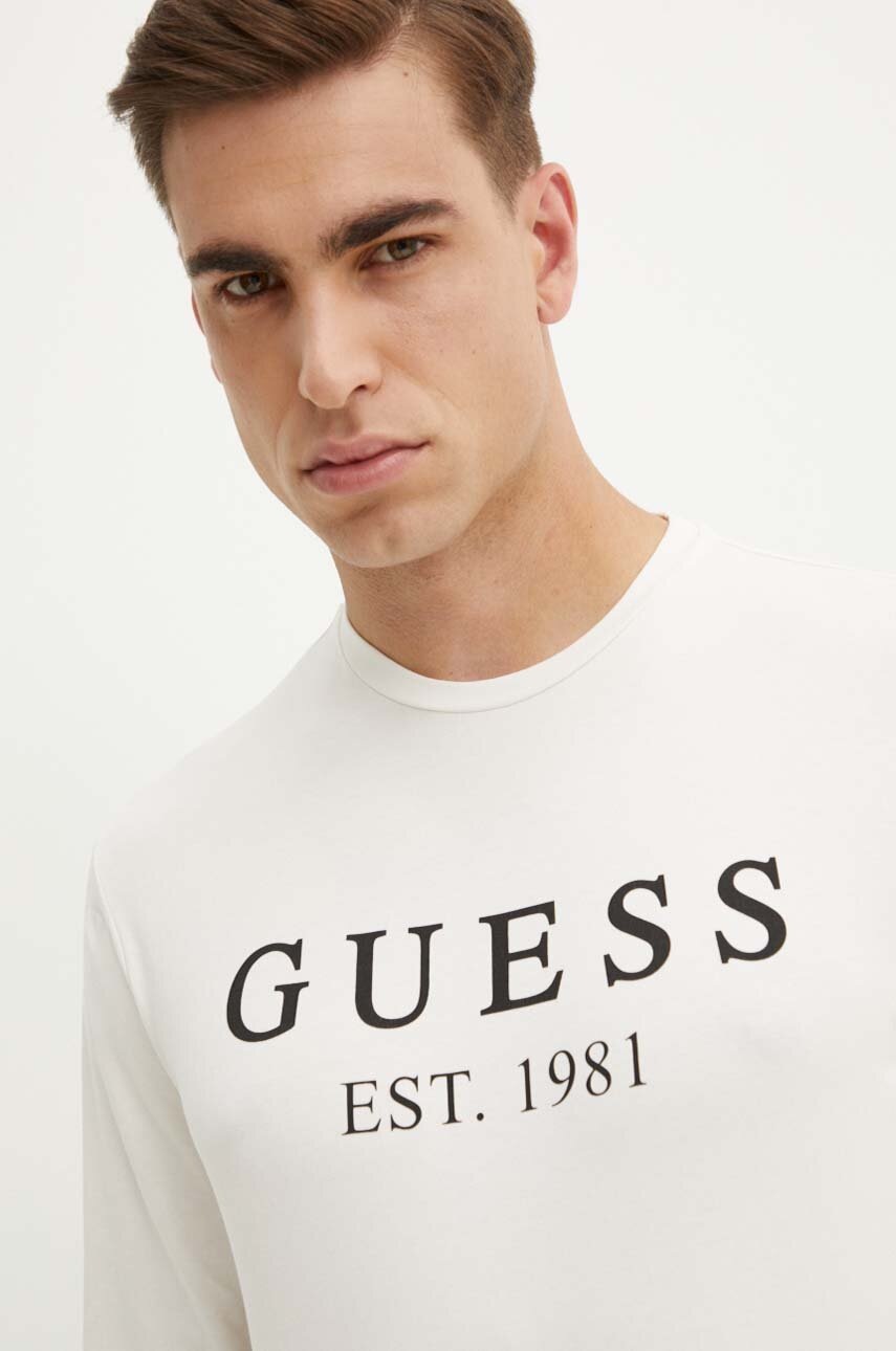 

Блуза с дълги ръкави Guess в бежово с принт, Бежов