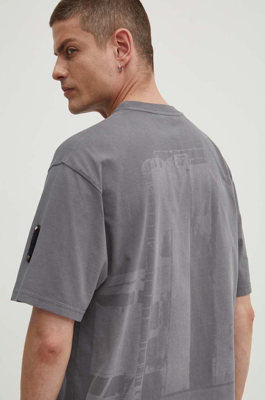 A-COLD-WALL* tricou din bumbac Discourse T-Shirt bărbați, culoarea gri, cu imprimeu, ACWMTS187