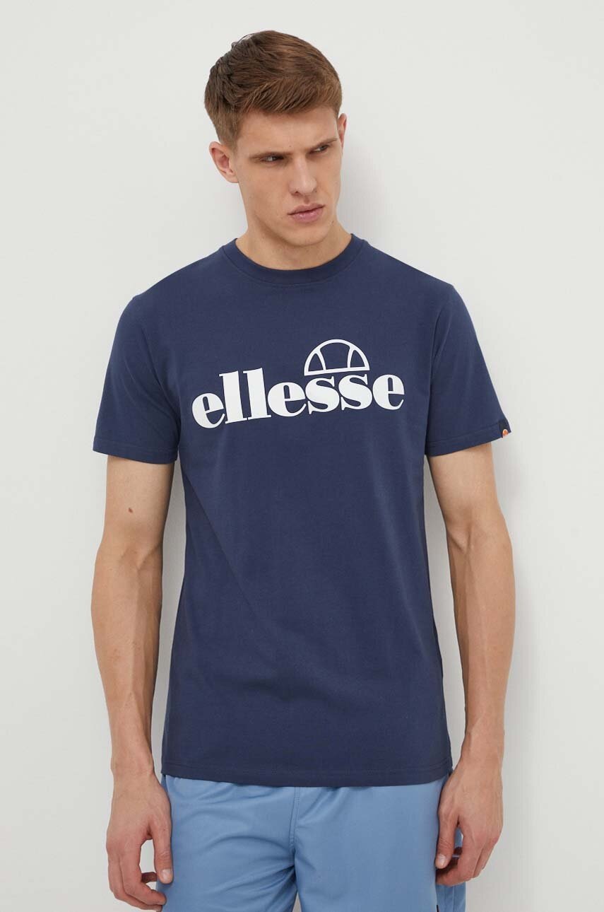 Ellesse tricou din bumbac Fuenti Tee barbati, culoarea albastru marin, cu imprimeu, SHP16469