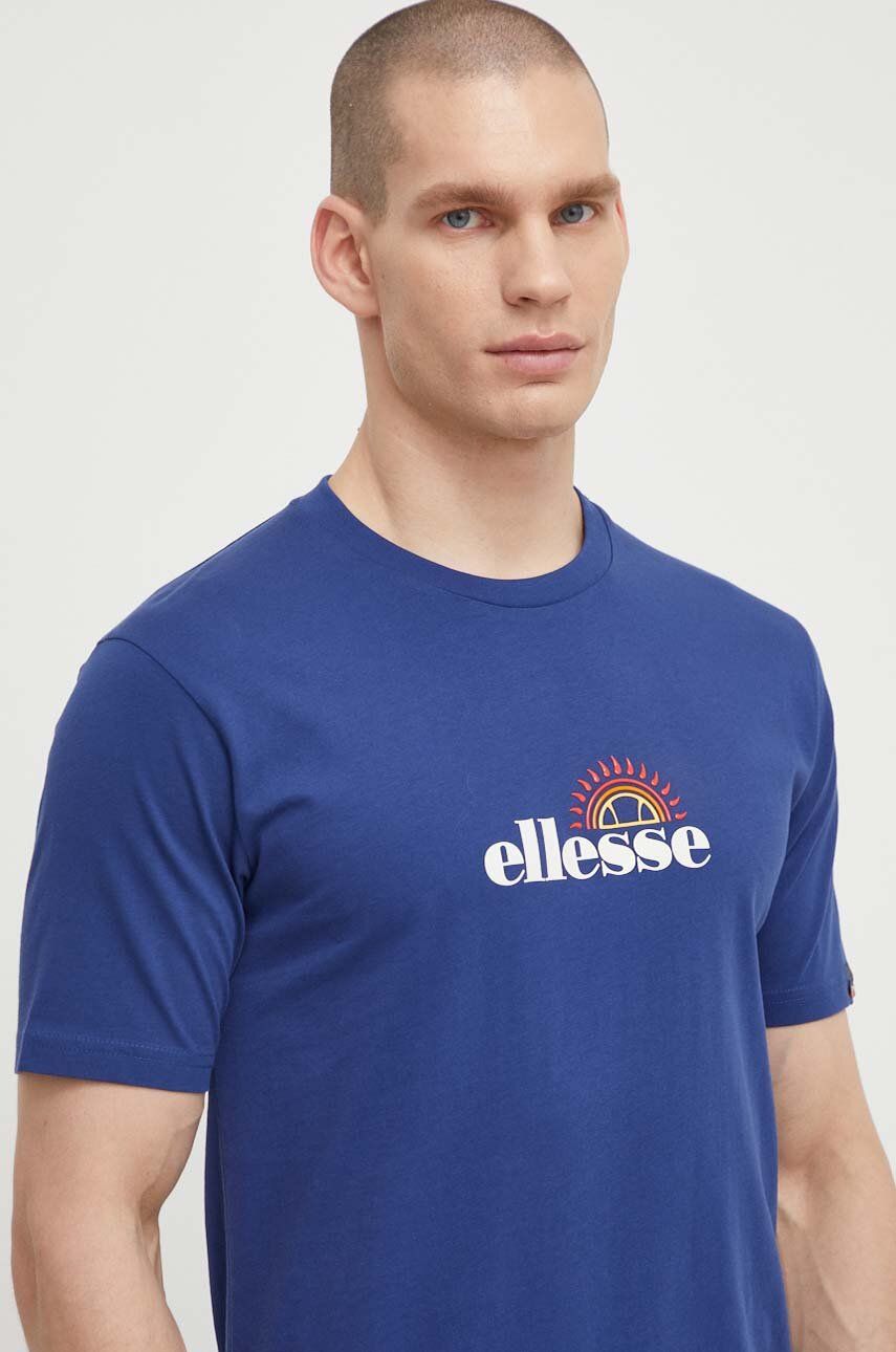 Ellesse tricou din bumbac Trea T-Shirt barbati, culoarea albastru marin, cu imprimeu, SHV20126