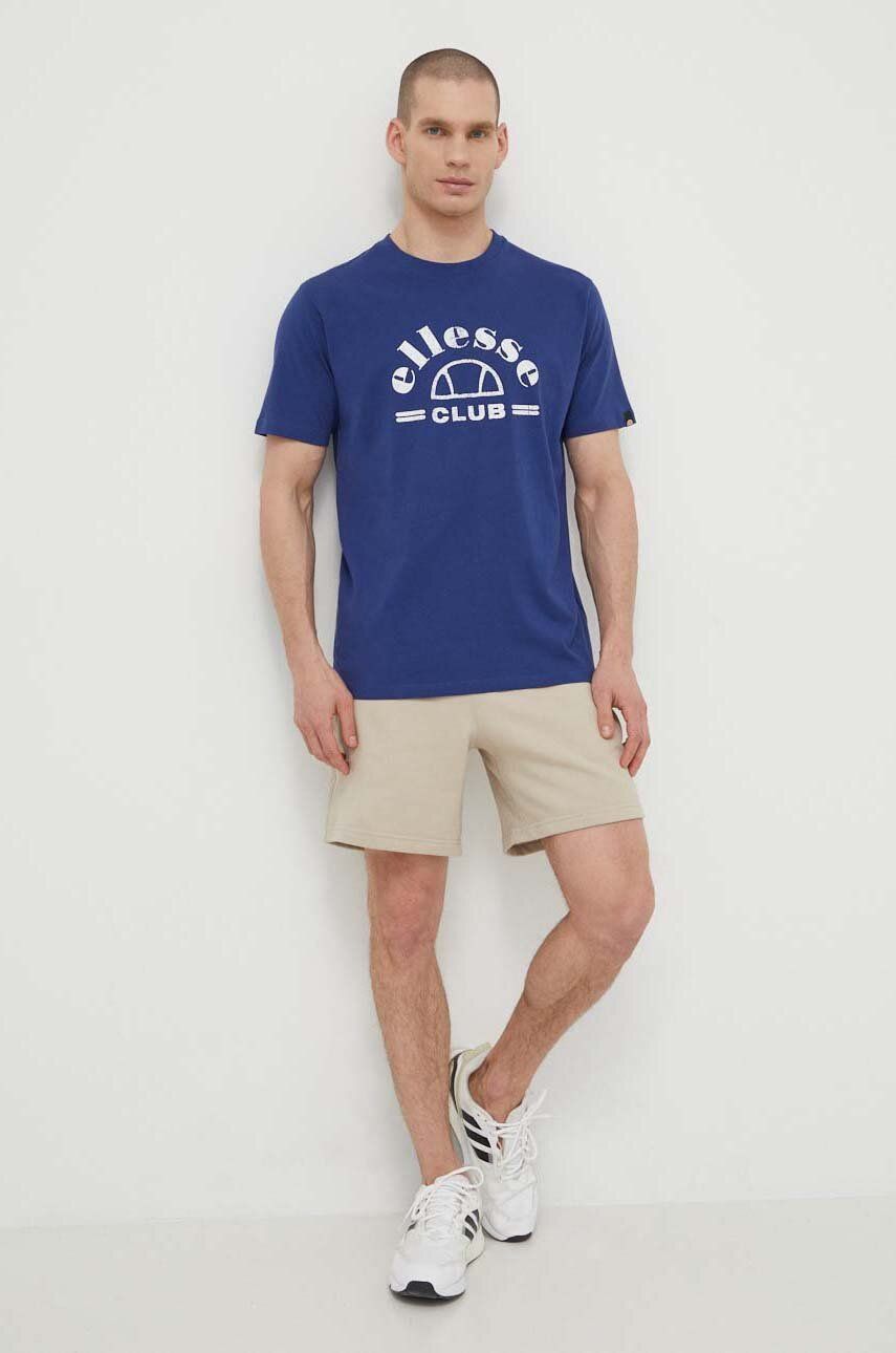 Ellesse tricou din bumbac Club T-Shirt barbati, culoarea albastru marin, cu imprimeu, SHV20259
