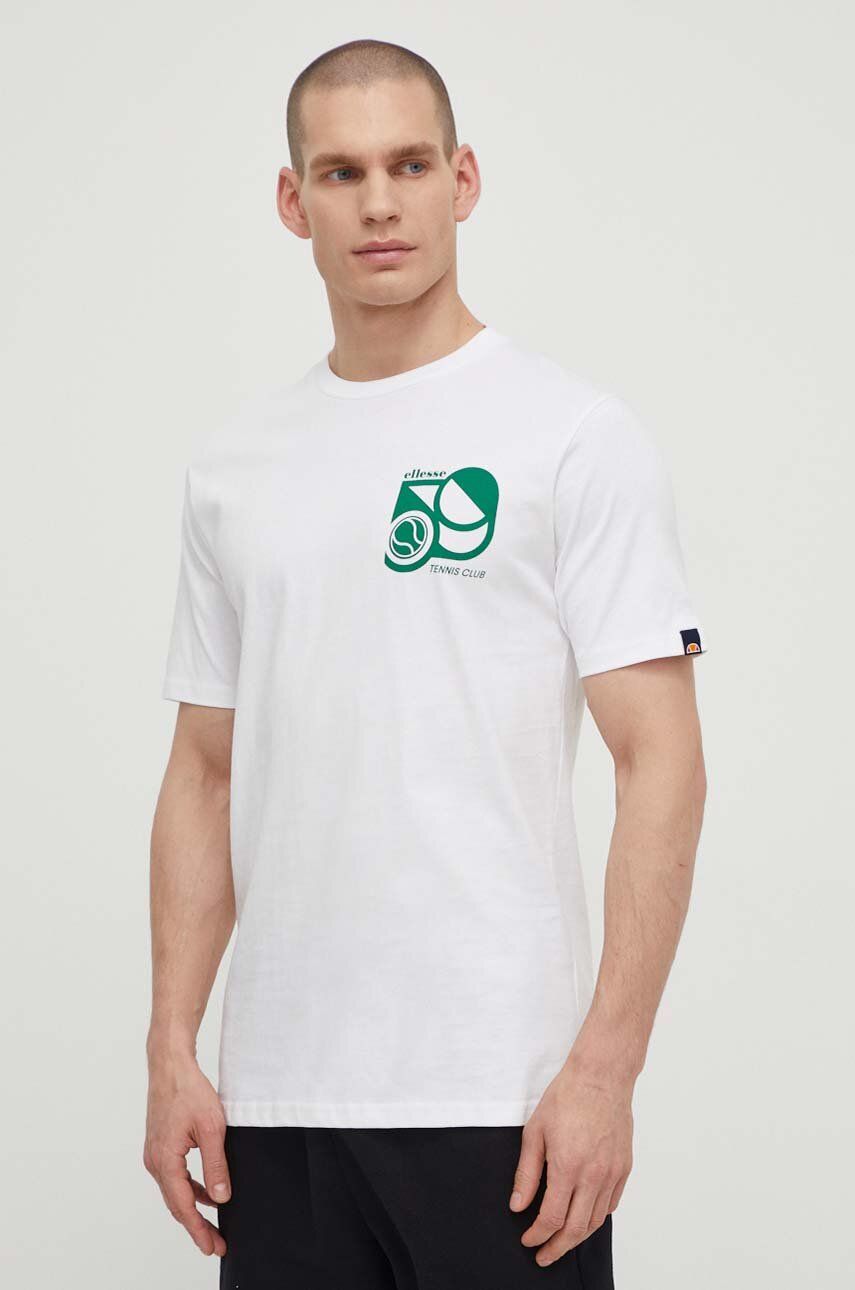 Levně Bavlněné tričko Ellesse Sport Club T-Shirt bílá barva, s potiskem, SHV20273