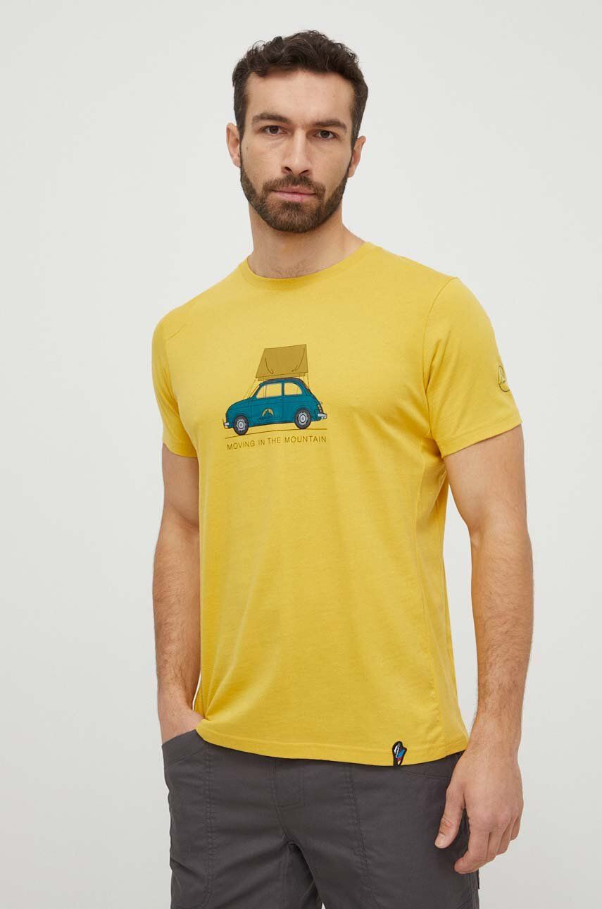 LA Sportiva tricou Cinquecento barbati, culoarea galben, cu imprimeu, N55735735