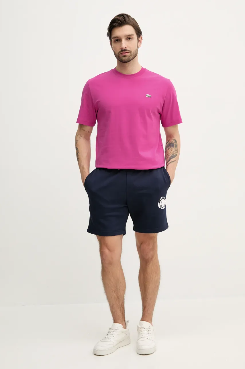 Хлопковая футболка Lacoste мужская цвет белый однотонная TH7318 Хлопковая футболка Lacoste мужская цвет белый однотонная TH7318
