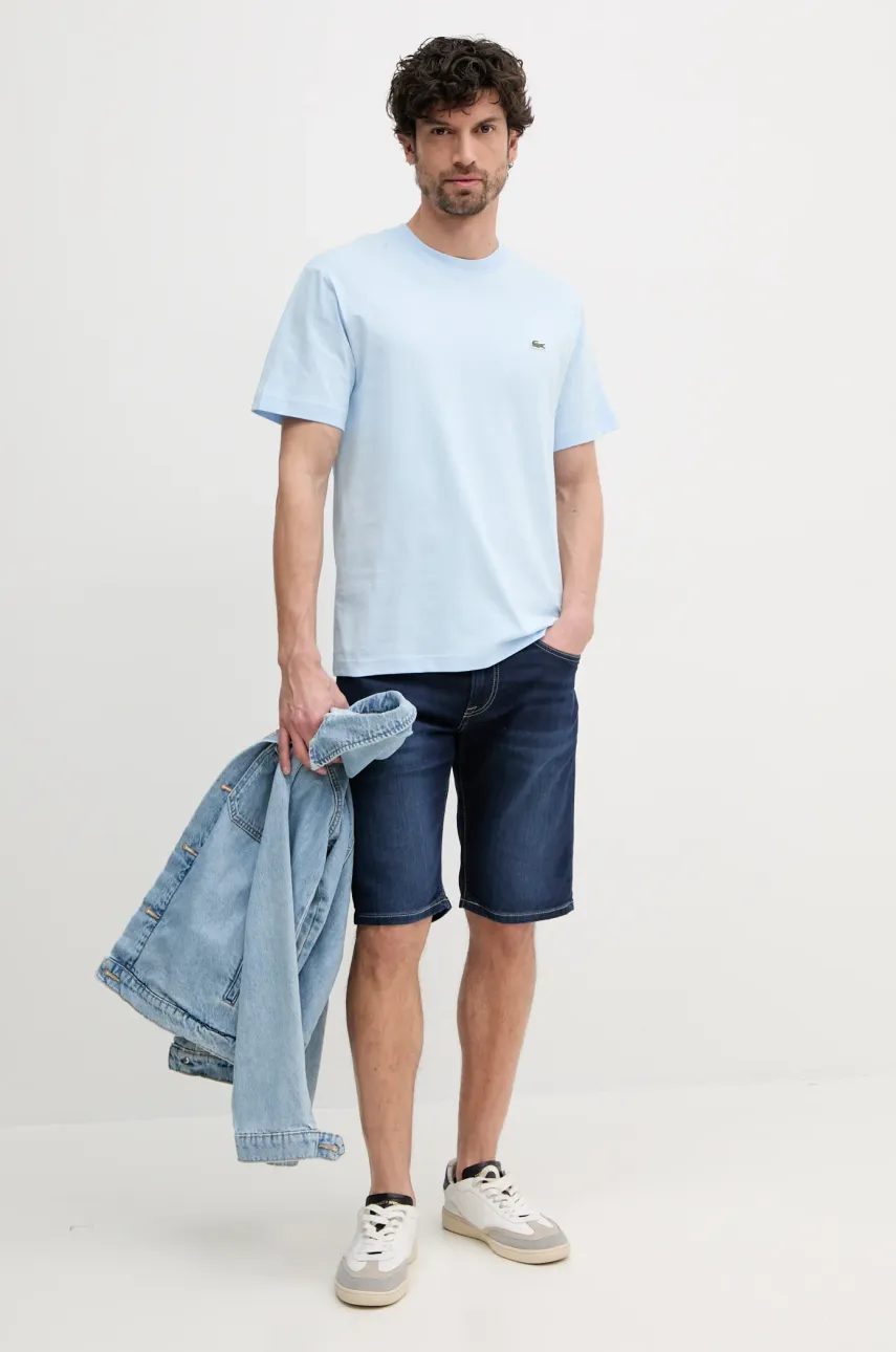 Хлопковая футболка Lacoste мужская цвет белый однотонная TH7318 Хлопковая футболка Lacoste мужская цвет белый однотонная TH7318