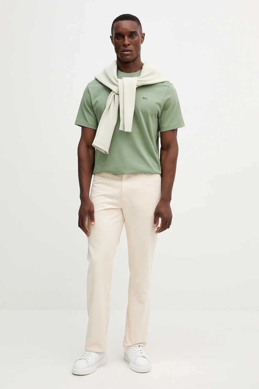 Хлопковая футболка Lacoste цвет синий однотонная TH7318