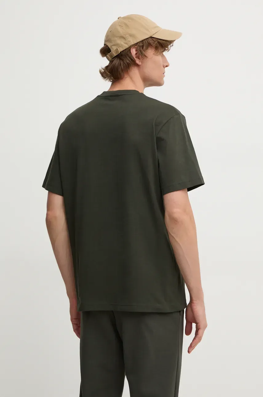Хлопковая футболка Lacoste мужской цвет зелёный однотонный Хлопковая футболка Lacoste мужской цвет зелёный однотонный