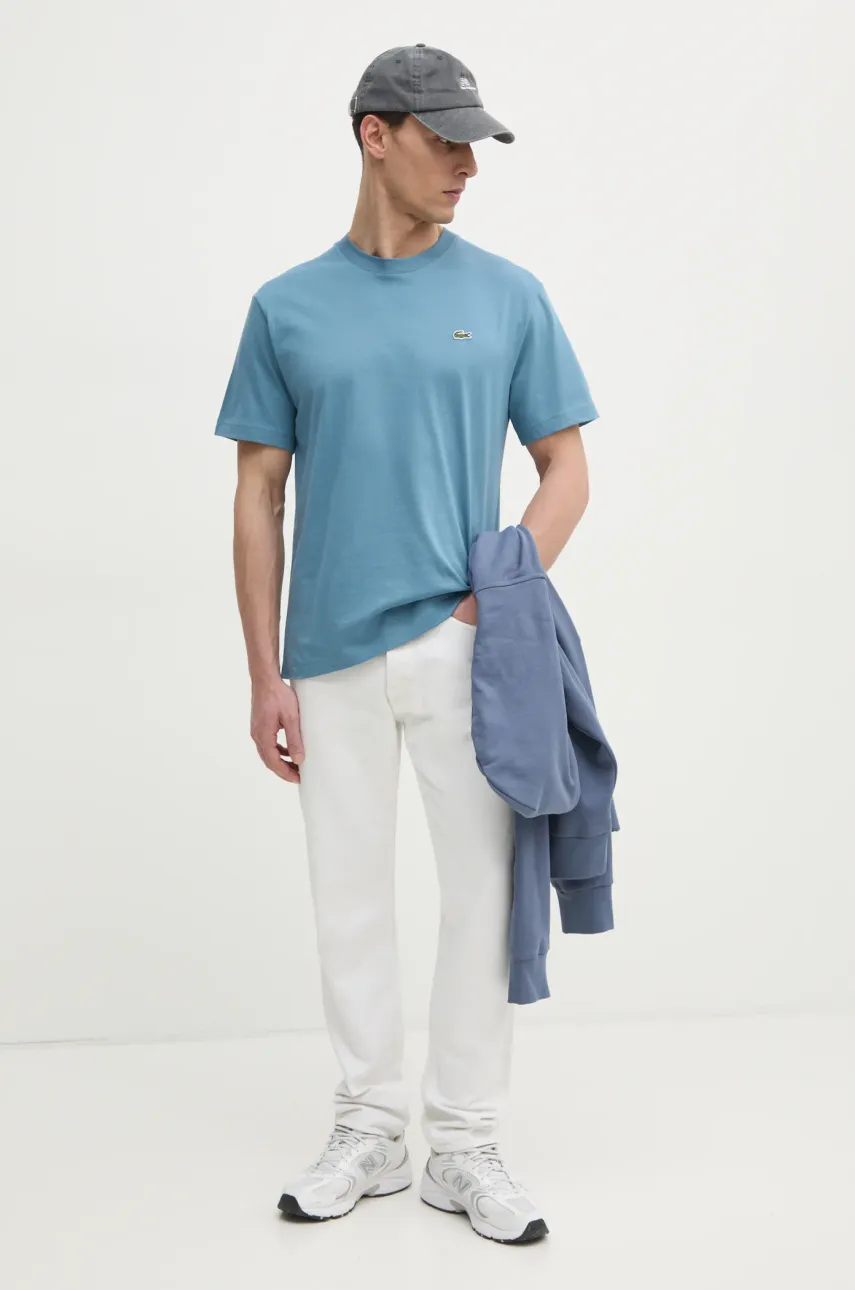 Хлопковая футболка Lacoste мужская цвет белый однотонная TH7318 Хлопковая футболка Lacoste мужская цвет белый однотонная TH7318