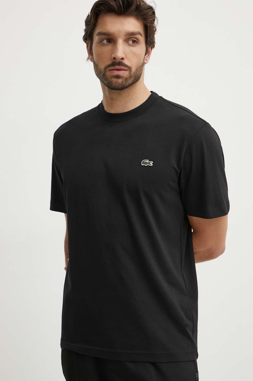 Lacoste tricou din bumbac barbati, culoarea negru, neted, TH7318 Lacoste tricou din bumbac barbati, culoarea negru, neted, TH7318