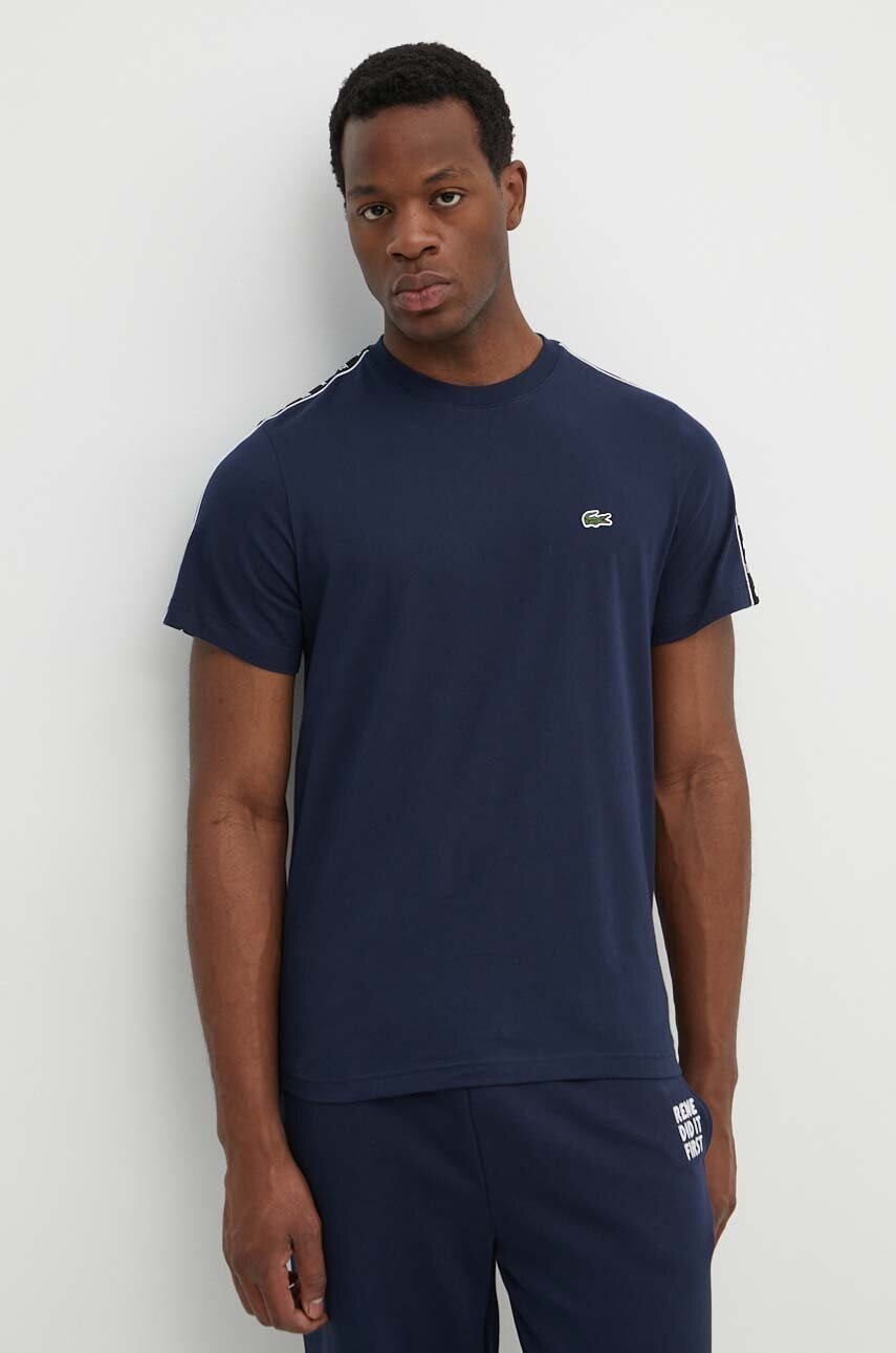 

Памучна тениска Lacoste в тъмносиньо с изчистен дизайн, Тъмносин