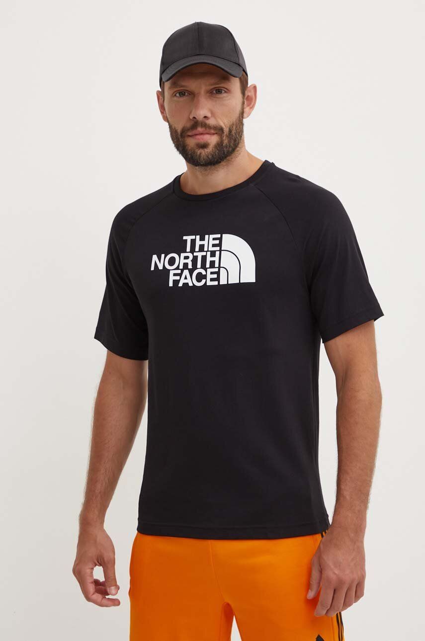 The North Face tricou din bumbac M S/S Raglan Easy Tee barbati, culoarea negru, cu imprimeu, NF0A87N7JK31