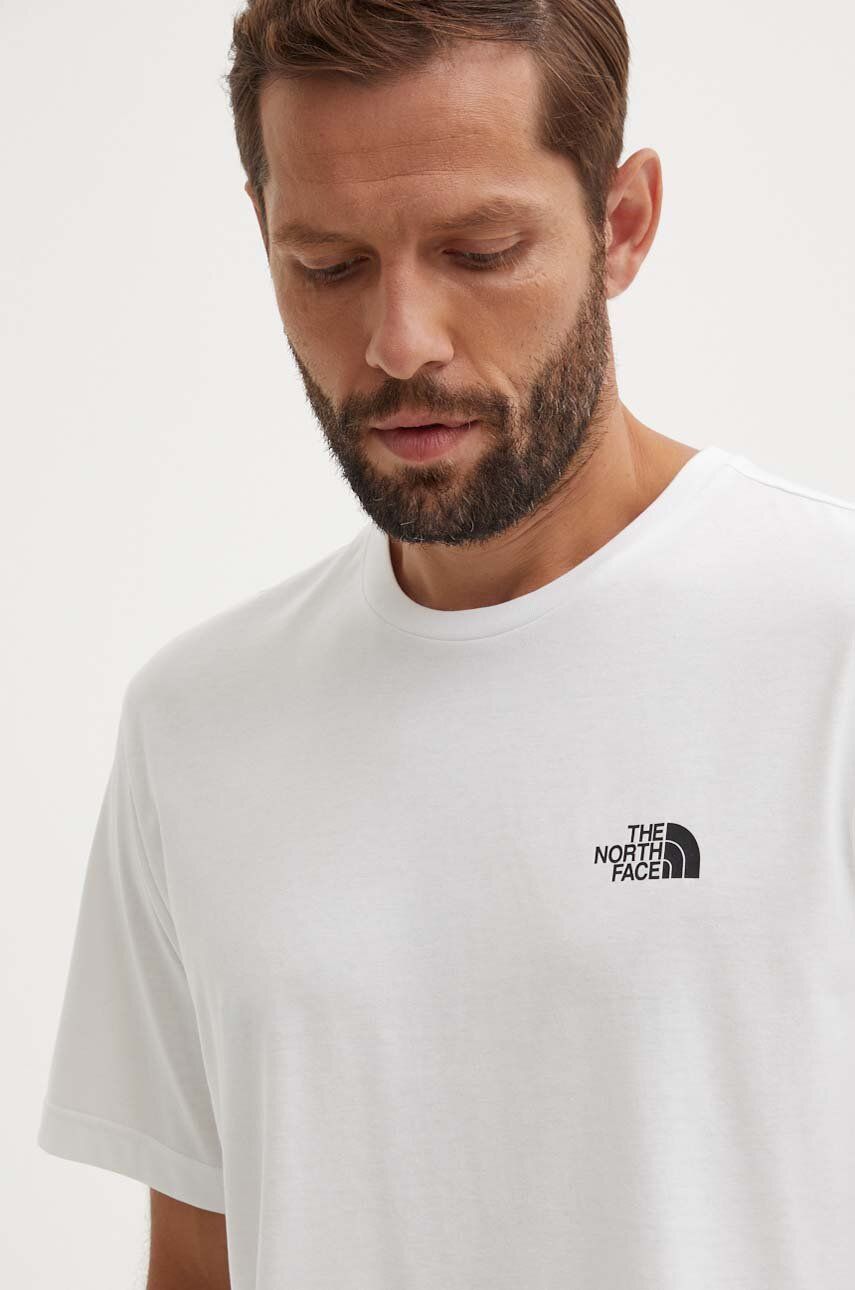 The North Face tricou M S/S Simple Dome Tee barbati, culoarea alb, cu imprimeu, NF0A87NGFN41
