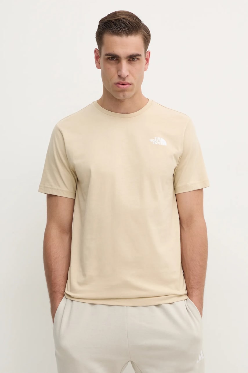 The North Face tricou din bumbac M S/S Redbox Tee barbati, culoarea bej, cu imprimeu, NF0A87NP3X41 The North Face tricou din bumbac M S/S Redbox Tee barbati, culoarea bej, cu imprimeu, NF0A87NP3X41