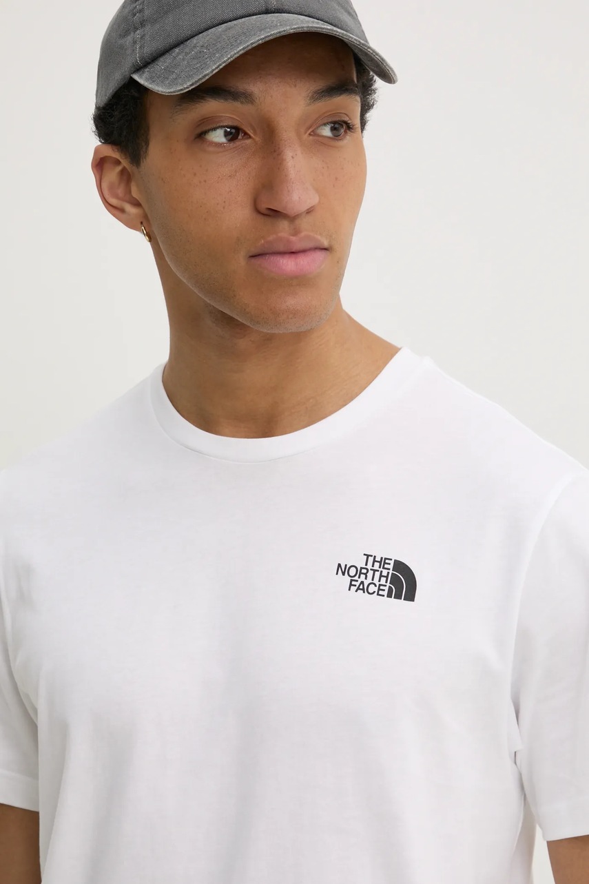 Βαμβακερό μπλουζάκι The North Face M S/S Redbox Tee ανδρικό, χρώμα: άσπρο, NF0A87NPFN41 φωτογραφία