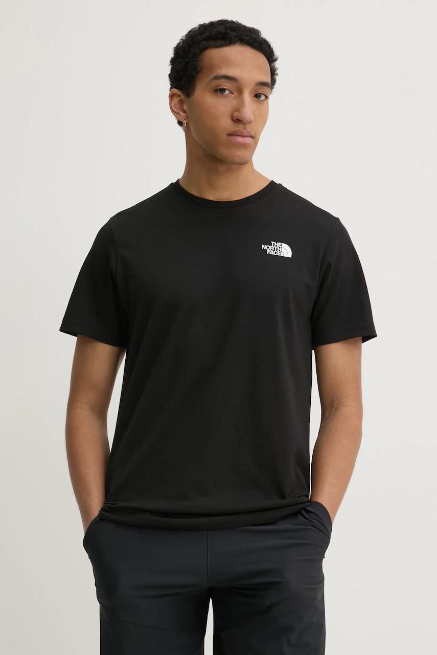 The North Face tricou din bumbac M S/S Redbox Tee bărbați, culoarea negru, cu imprimeu, NF0A87NPJK31 The North Face tricou din bumbac M S/S Redbox Tee bărbați, culoarea negru, cu imprimeu, NF0A87NPJK31