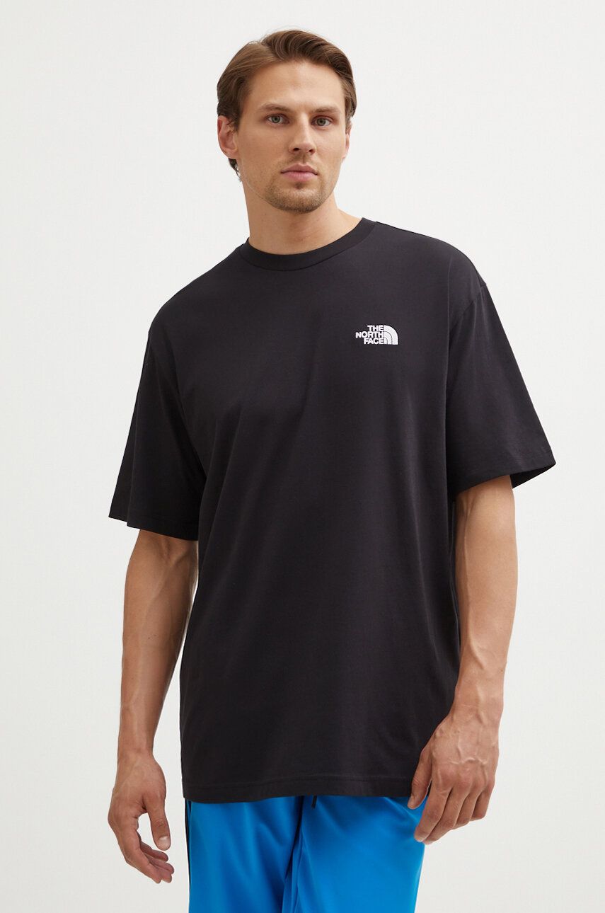 The North Face tricou din bumbac M S/S Essential Oversize Tee barbati, culoarea negru, cu imprimeu, NF0A87NRJK31