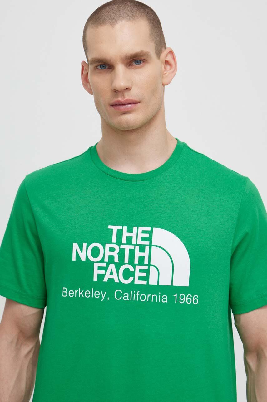 The North Face tricou din bumbac M Berkeley California S/S Tee barbati, culoarea verde, cu imprimeu, NF0A87U5PO81
