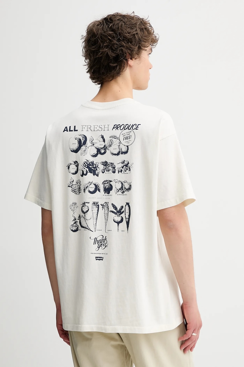 Levi\'s tricou din bumbac culoarea alb, cu imprimeu, 0008C