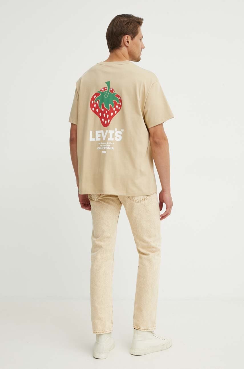 Levi's tricou din bumbac barbati, culoarea gri, cu imprimeu Levi's tricou din bumbac barbati, culoarea gri, cu imprimeu