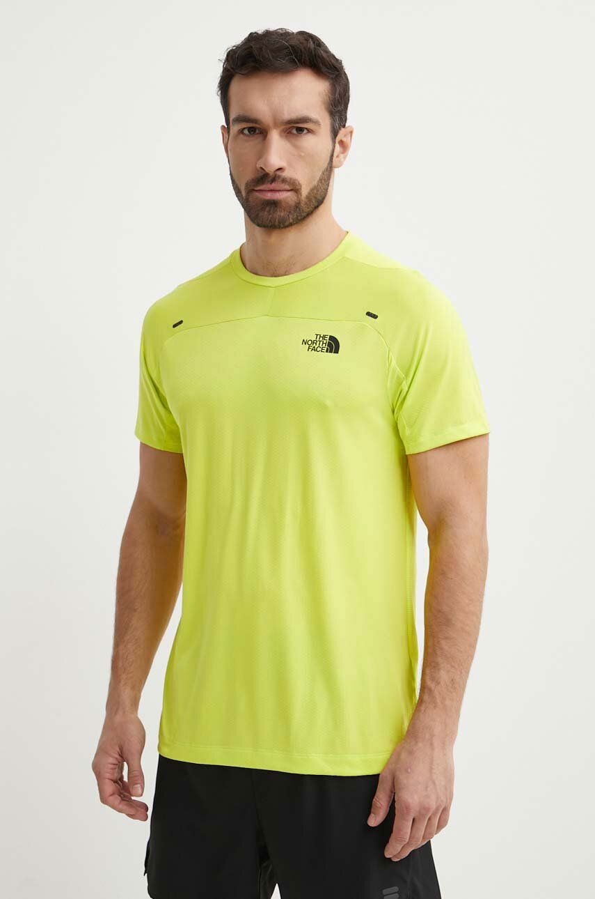 The North Face tricou sport Mountain Athletics culoarea verde, cu imprimeu, NF0A87CGRIQ1