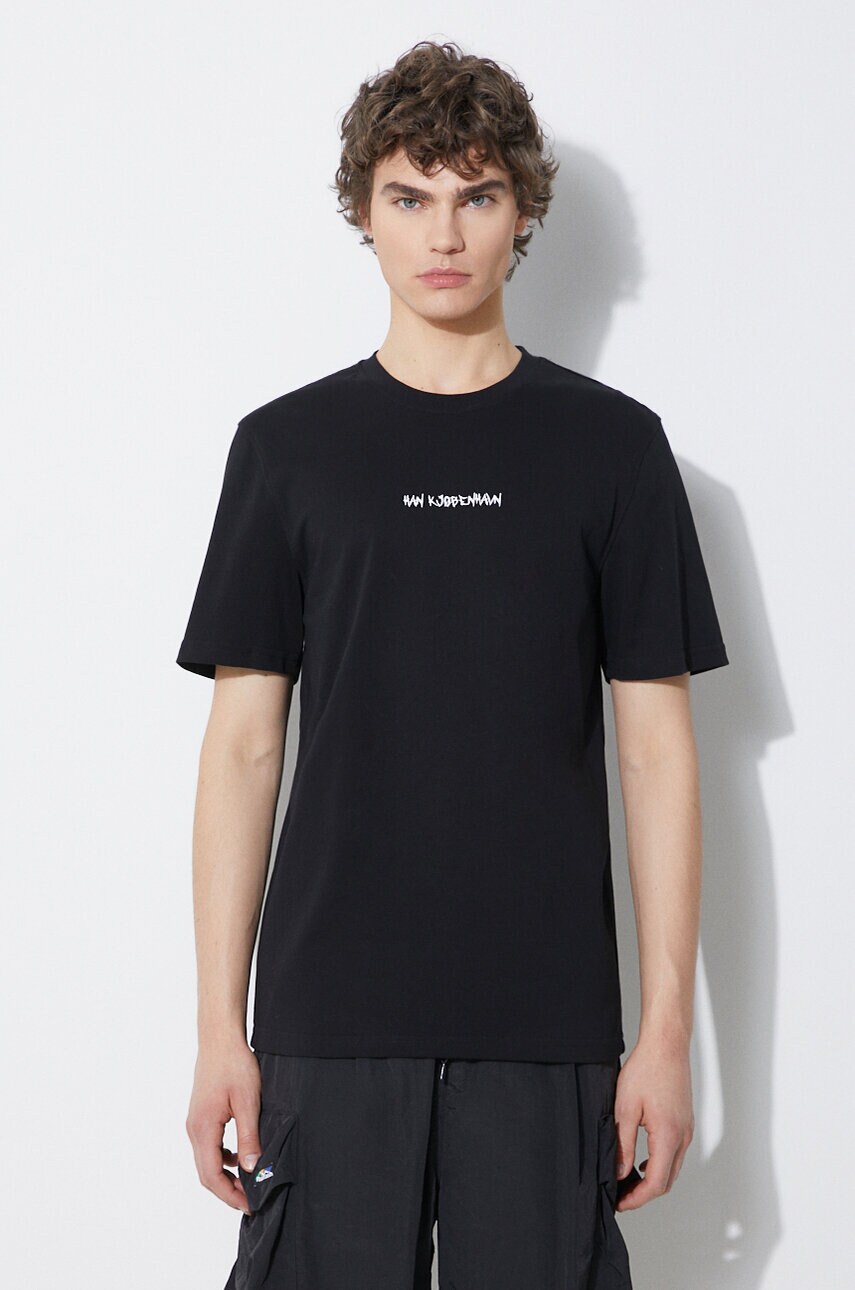 Han Kjøbenhavn tricou din bumbac Graphic Font barbati, culoarea negru, cu imprimeu, M-133614