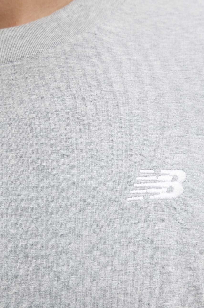 Βαμβακερό μπλουζάκι New Balance Essentials Cotton ανδρικό, χρώμα: γκρι, MT41509AG φωτογραφία