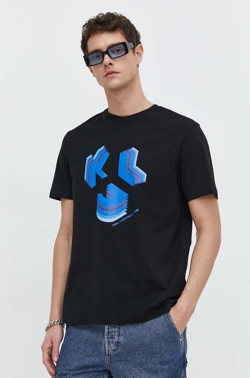 Karl Lagerfeld Jeans tricou din bumbac barbati, culoarea neg