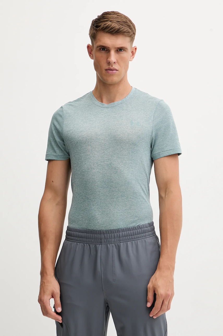 Under Armour tricou de alergare Seamless Stride culoarea verde, cu imprimeu, 1375692
