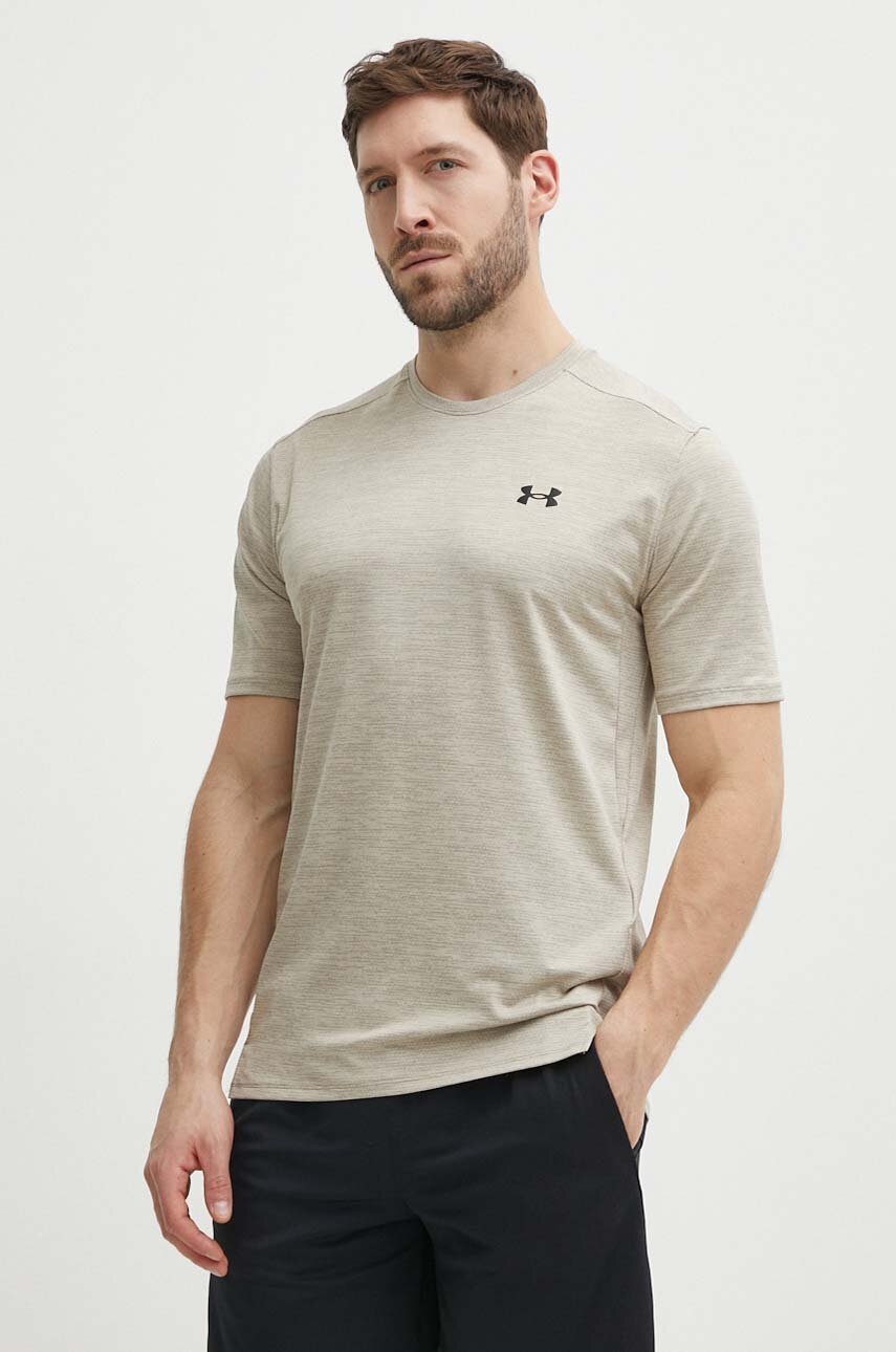 

Тениска за трениране Under Armour Tech Vent в бежово с меланжов десен, Бежов