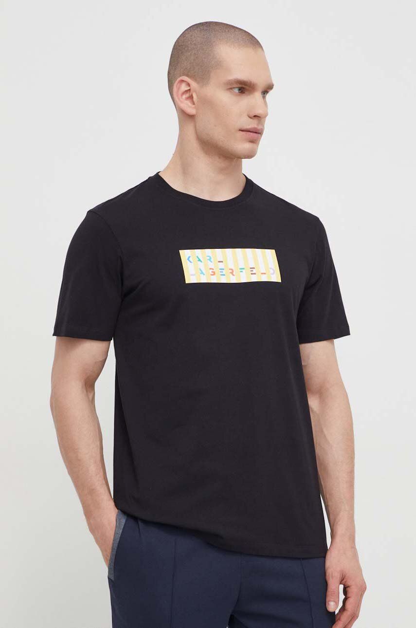 Karl Lagerfeld tricou din bumbac barbati, culoarea negru, cu imprimeu Karl Lagerfeld tricou din bumbac barbati, culoarea negru, cu imprimeu