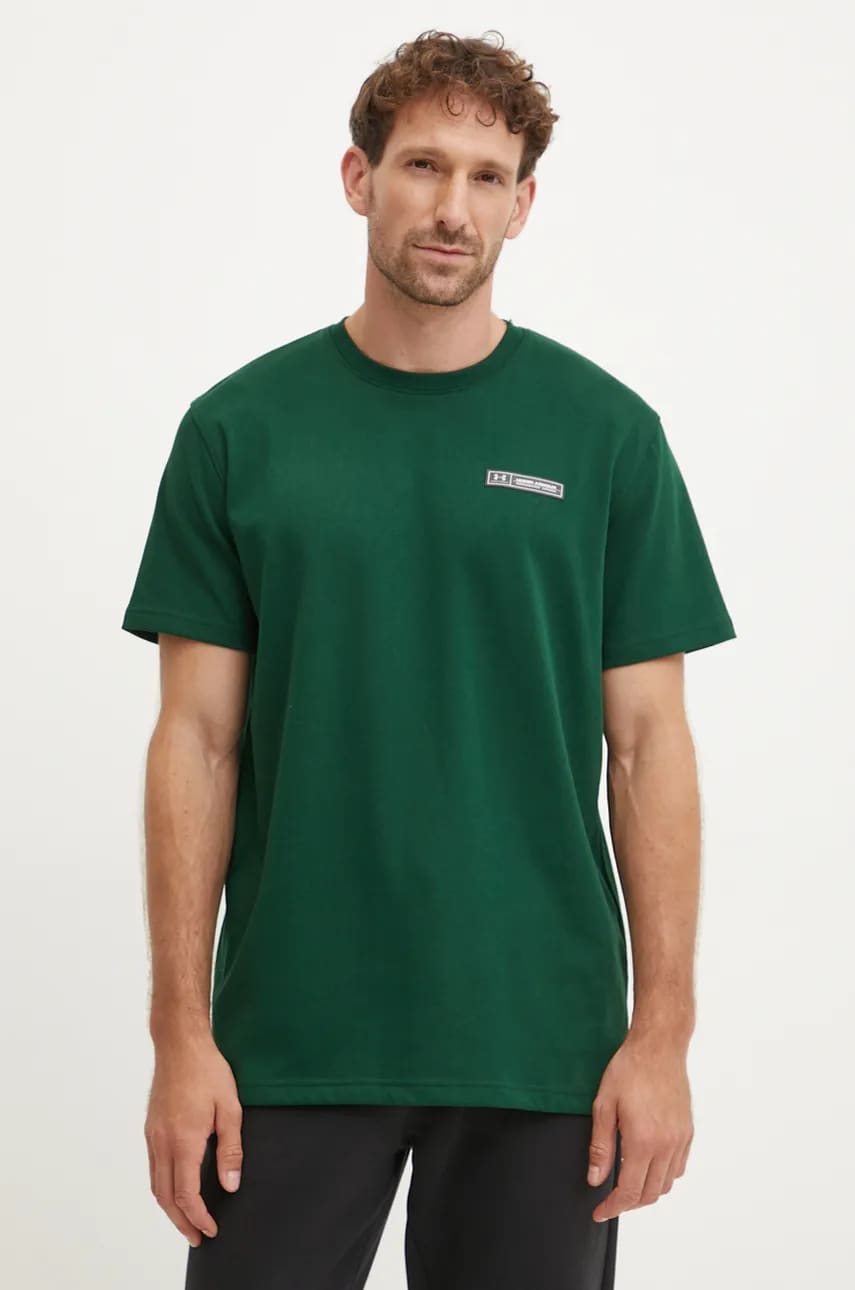 Under Armour tricou barbati, culoarea verde, cu imprimeu Under Armour tricou barbati, culoarea verde, cu imprimeu