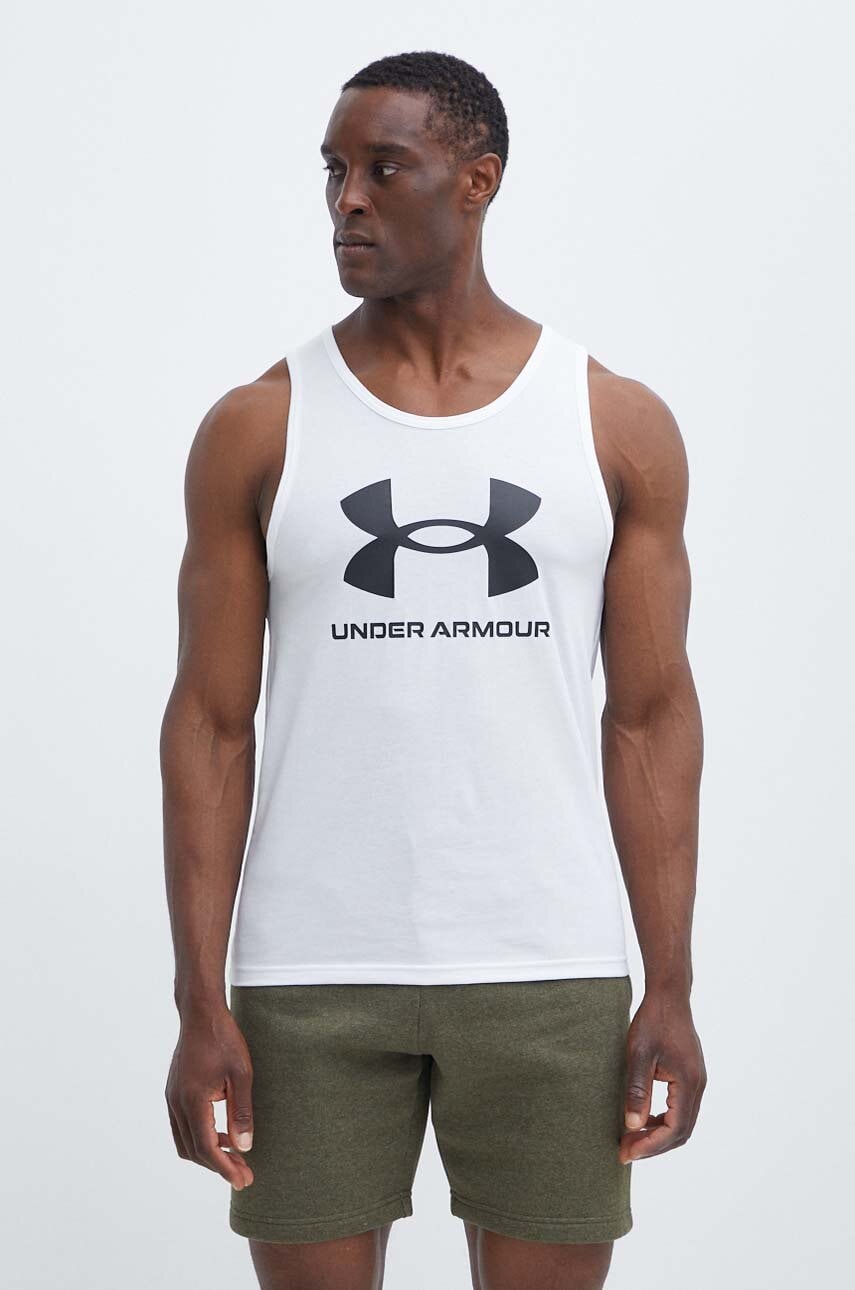 Levně Tréninkové tričko Under Armour Sportstyle bílá barva