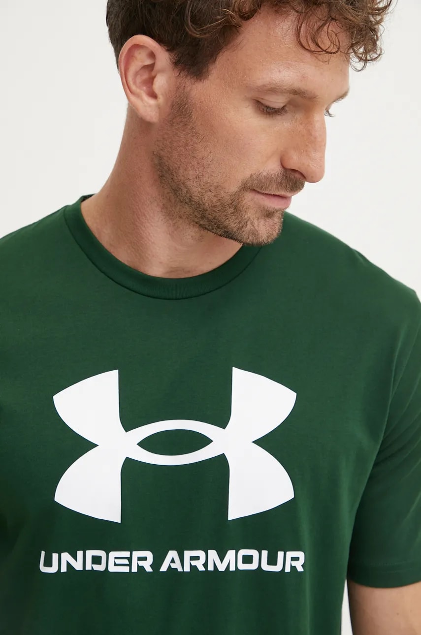 Under Armour tricou barbati, culoarea verde, cu imprimeu