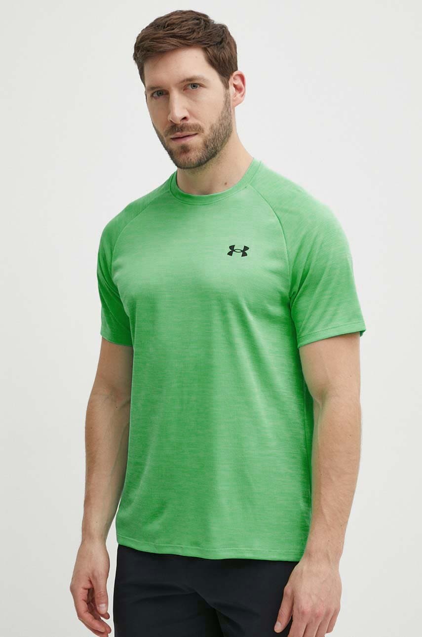 Under Armour tricou de antrenament Tech Textured culoarea verde, melanj, 1382796 Under Armour tricou de antrenament Tech Textured culoarea verde, melanj, 1382796