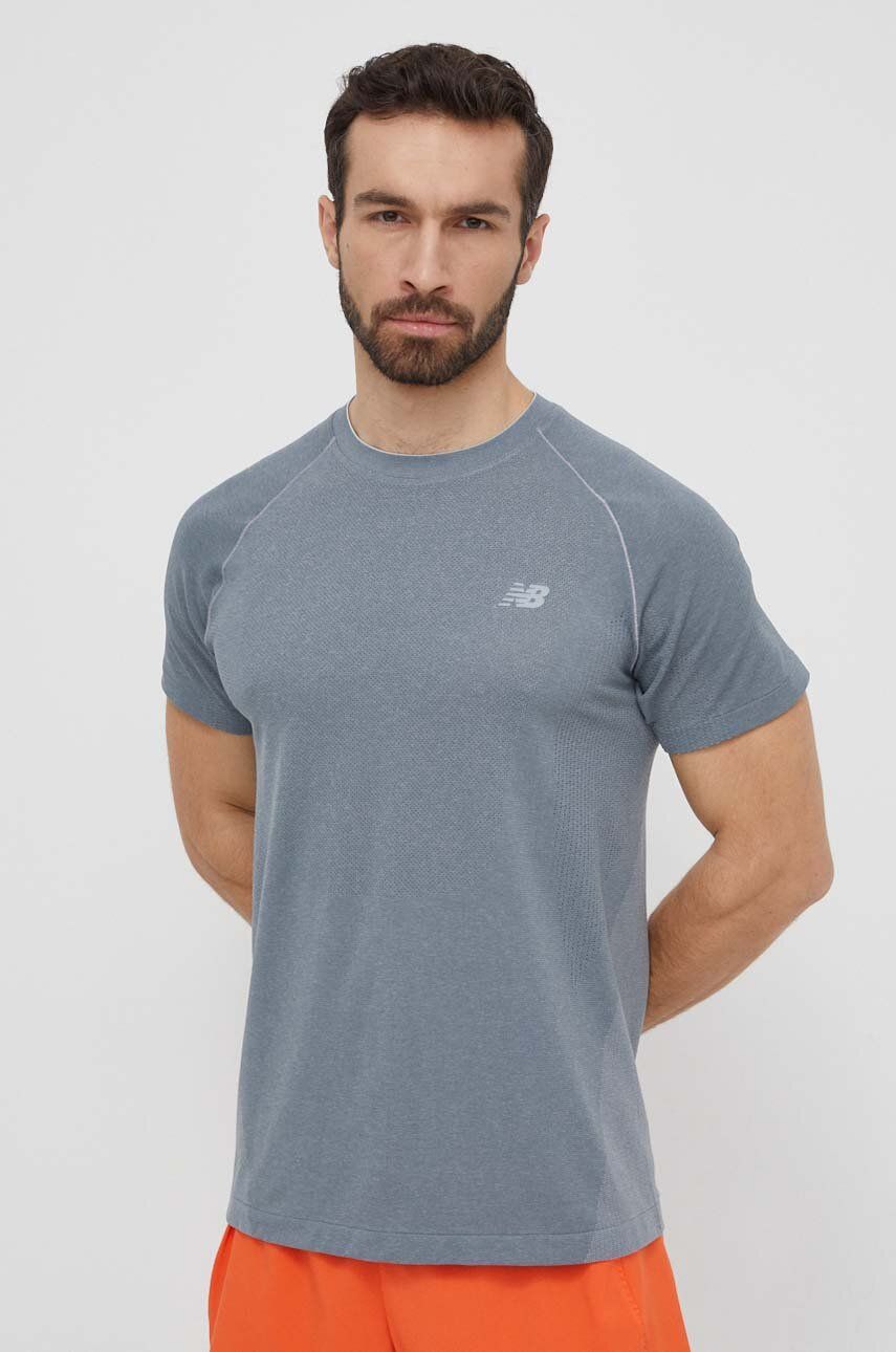 New Balance tricou sport culoarea gri, neted, MT41080AG
