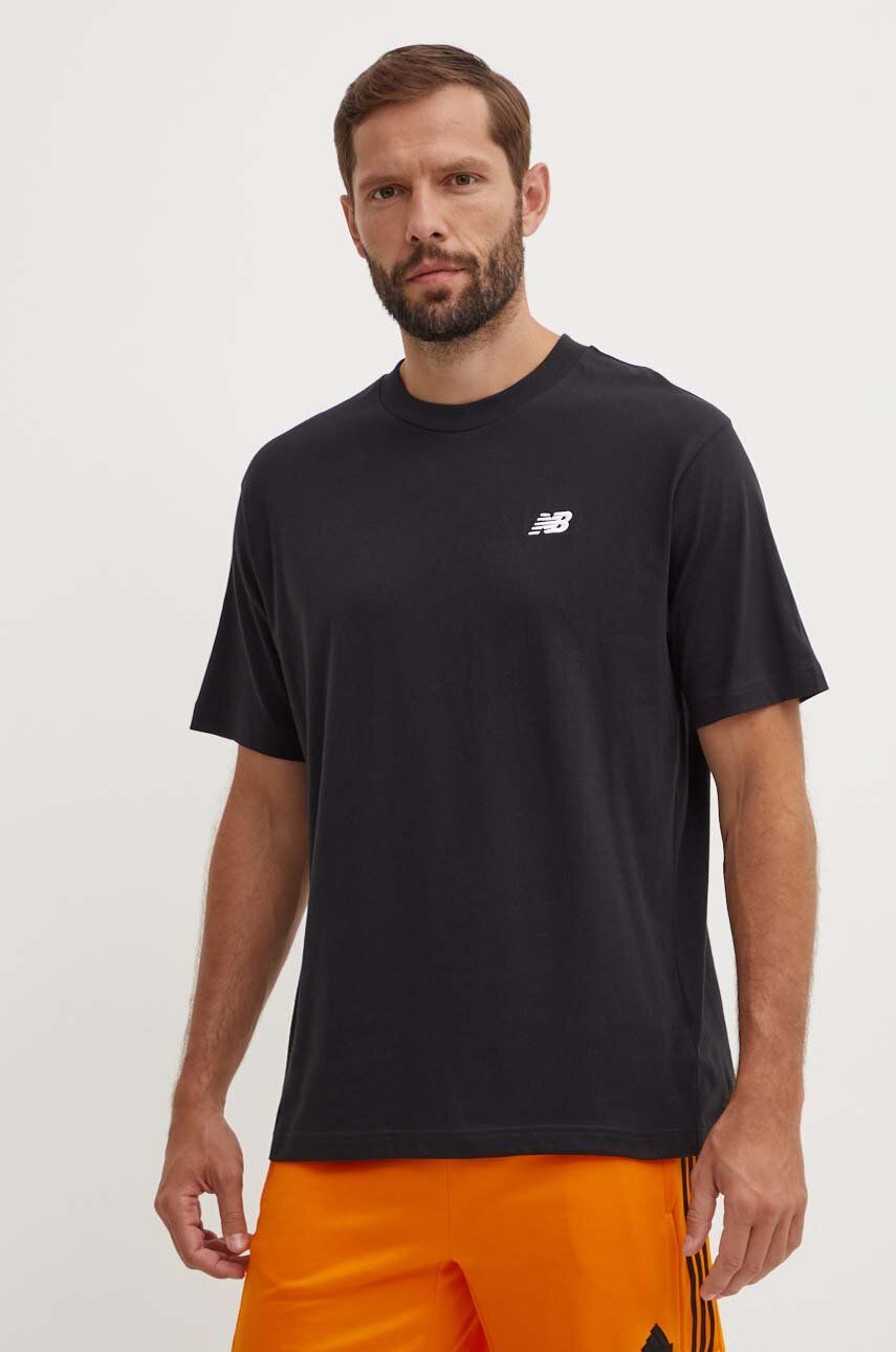 New Balance tricou din bumbac Small Logo barbati, culoarea negru, cu imprimeu, MT41509BK