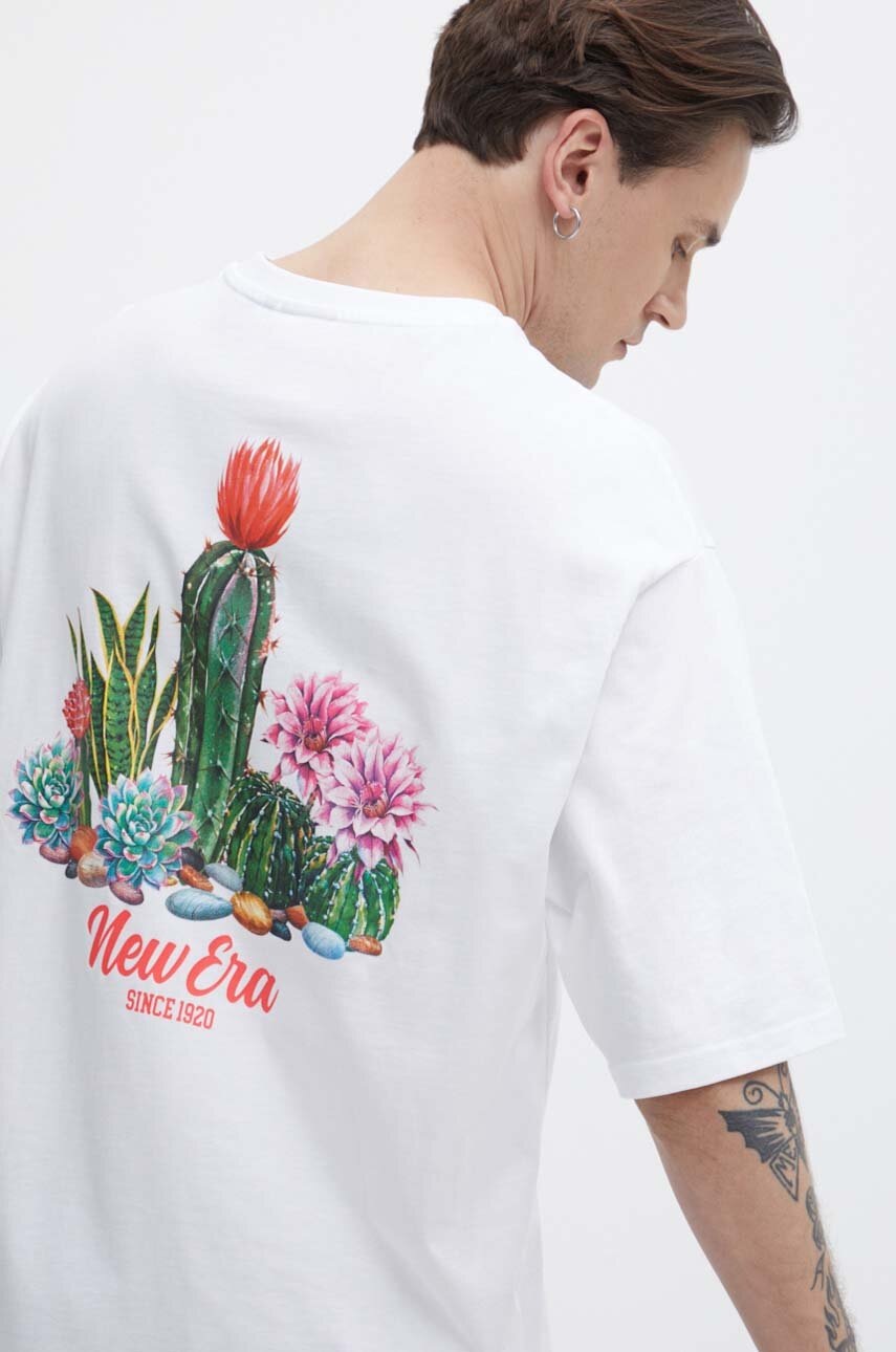 

Памучна тениска New Era в бяло с принт, Бял
