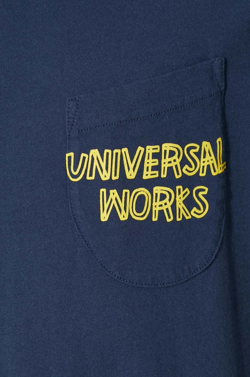 Pamučna Majica Universal Works Print Pocket Tee Za Muškarce, Boja: Tamno Plava, S Tiskom, 30611.NAVY