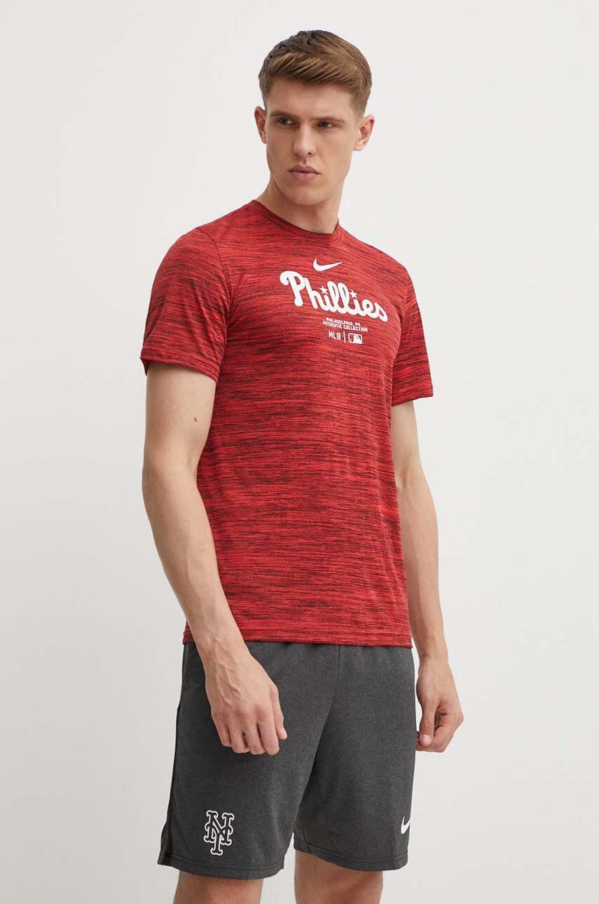 Nike tricou Philadelphia Phillies barbati, culoarea rosu, cu imprimeu