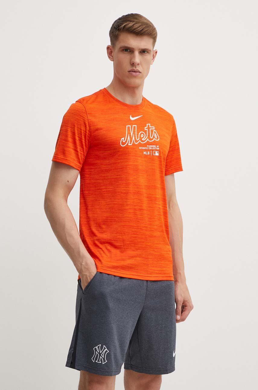 Nike tricou New York Mets barbati, culoarea portocaliu, cu imprimeu