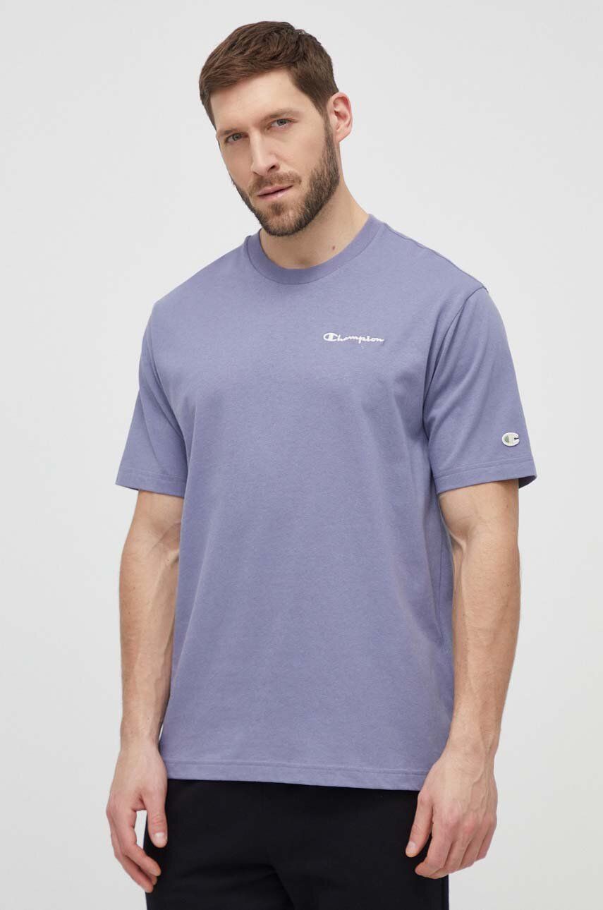 Champion tricou din bumbac bărbați, culoarea violet, uni 219787