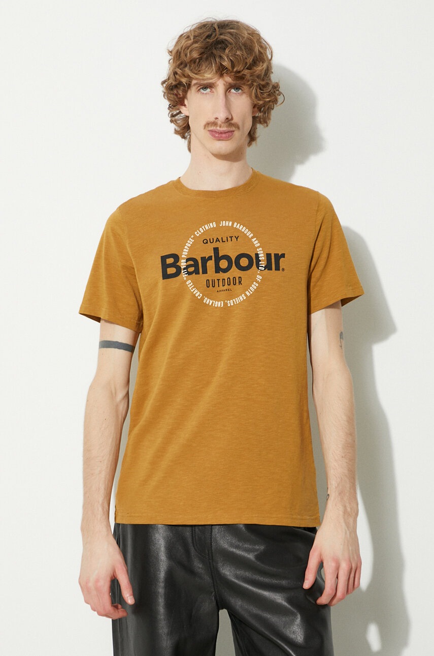 

Тениска Barbour Bidwell Tee в жълто с принт MTS1268, Жълт