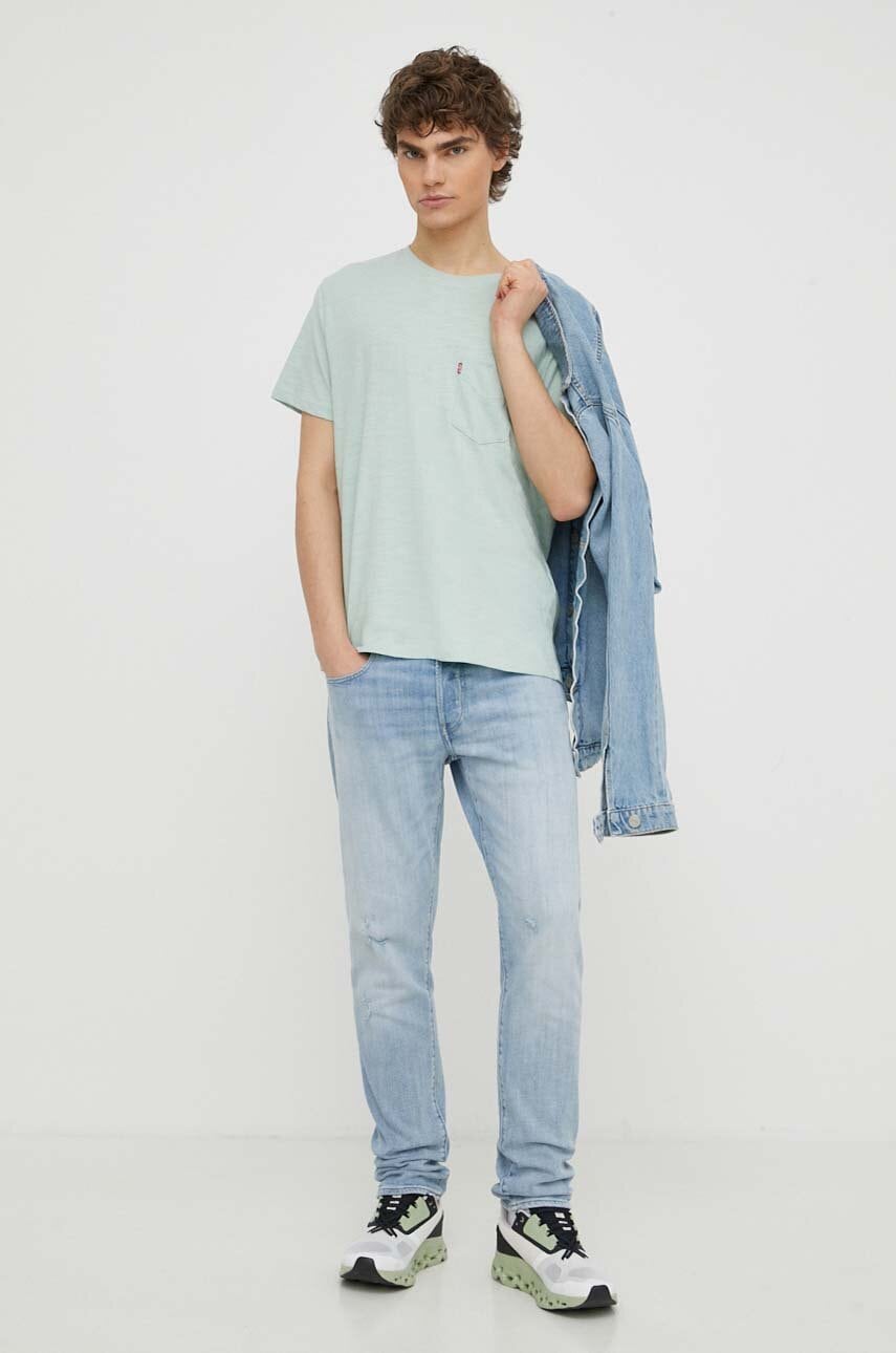 Levi's tricou din bumbac barbati, culoarea gri, neted Levi's tricou din bumbac barbati, culoarea gri, neted