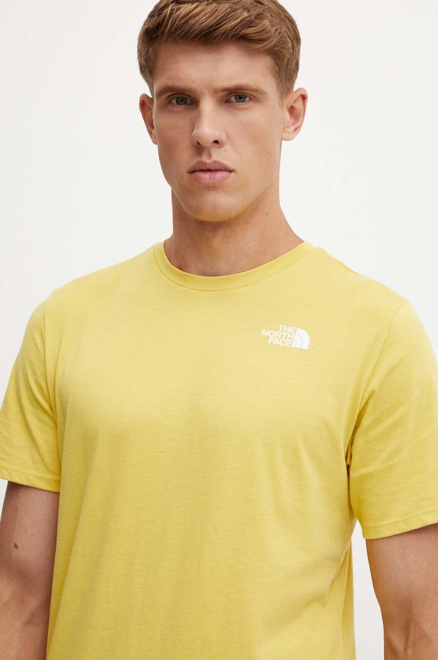 The North Face tricou sport Foundation Heatgraphic culoarea galben, cu imprimeu, NF0A882XQOA1