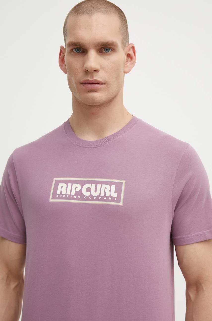Rip Curl tricou din bumbac barbati, culoarea violet, cu imprimeu