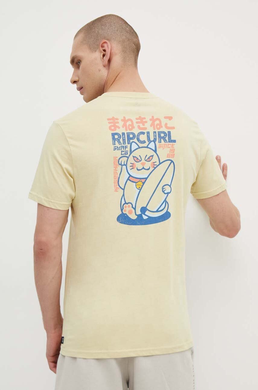 

Памучна тениска Rip Curl в зелено с принт, Зелен