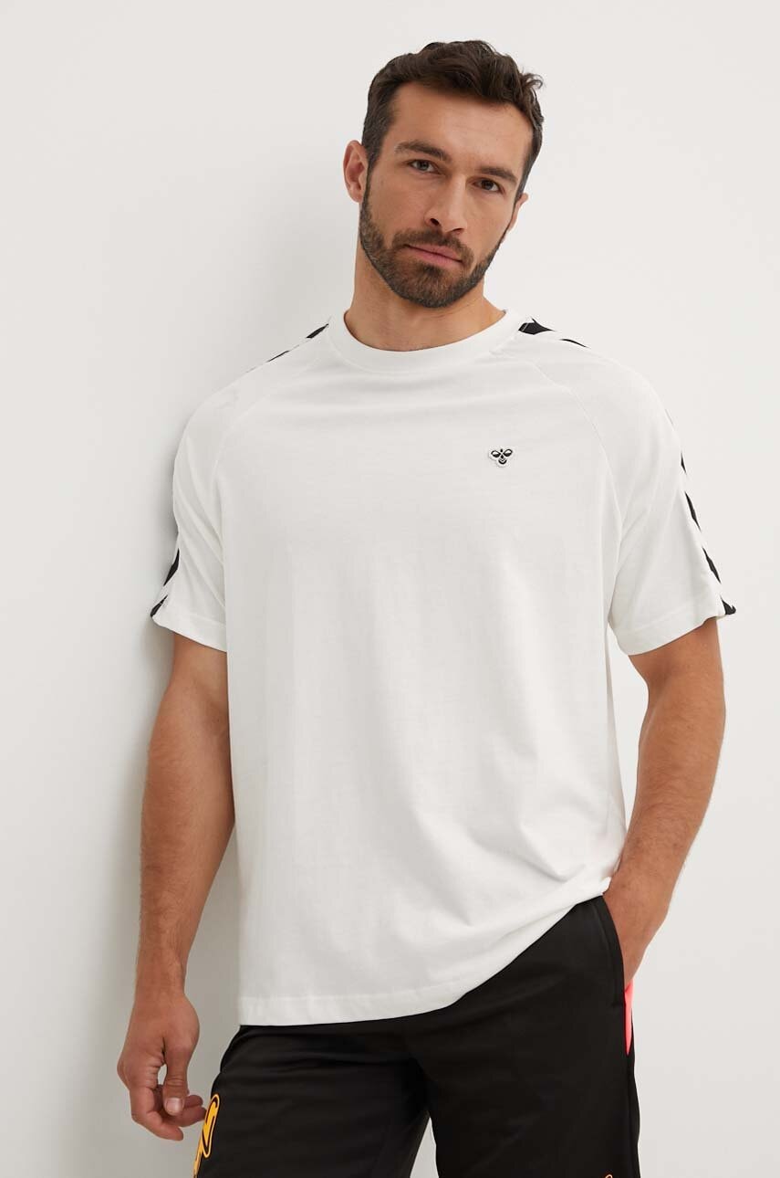 Hummel tricou Archive barbati, culoarea bej, cu imprimeu, 225258 Hummel tricou Archive barbati, culoarea bej, cu imprimeu, 225258
